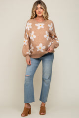 Camel Daisy Soft Brushed Knit Maternity Sweater