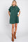 Forest Green Ribbed Button Down Mini Dress