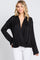 Black Draped Wrap Collared Top