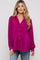 Magenta Plisse Button Up Long Sleeve Maternity Top