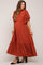 Rust Ruffle Pleated Maternity Maxi Dress