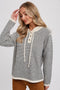 Black Striped Drawstring Hooded Sweater