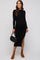 Black Ribbed Mock Neck Side Slit Maternity Midi Dress