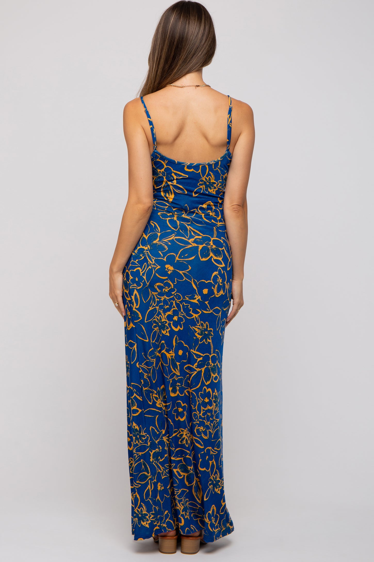 Royal Blue Floral Maternity Maxi Dress