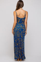 Royal Blue Floral Maternity Maxi Dress