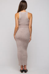 Mocha Crop Sweater Maternity Midi Skirt Set