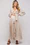 Cream Floral Ruffle V-Neck Wrap Front Maternity Maxi Dress