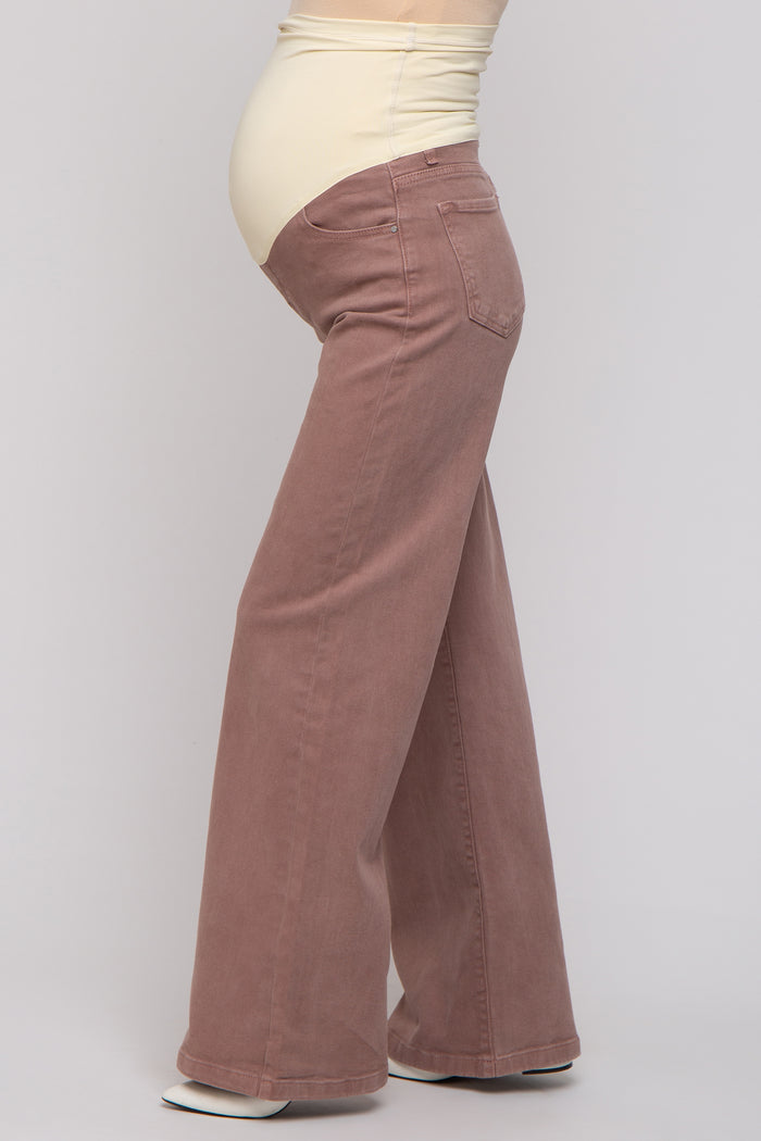 Mauve Wide Leg Maternity Jeans