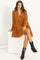 Camel Tiered Corduroy Mini Dress