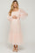 Light Pink Mesh Tiered Long Sleeve Maternity Maxi Dress
