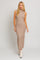 Mocha Checkered Mock Neck Maxi Dress