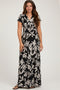 Black Floral V-Neck Maternity Maxi Dress