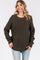 Olive Waffle Knit Round Hem Sweater
