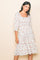 Ivory Floral Smocked Knee Length Dress