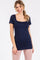 Navy Blue Square Neck Short Sleeve Top