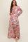 Pink Print Ruffle Long Sleeve Maternity Maxi Dress