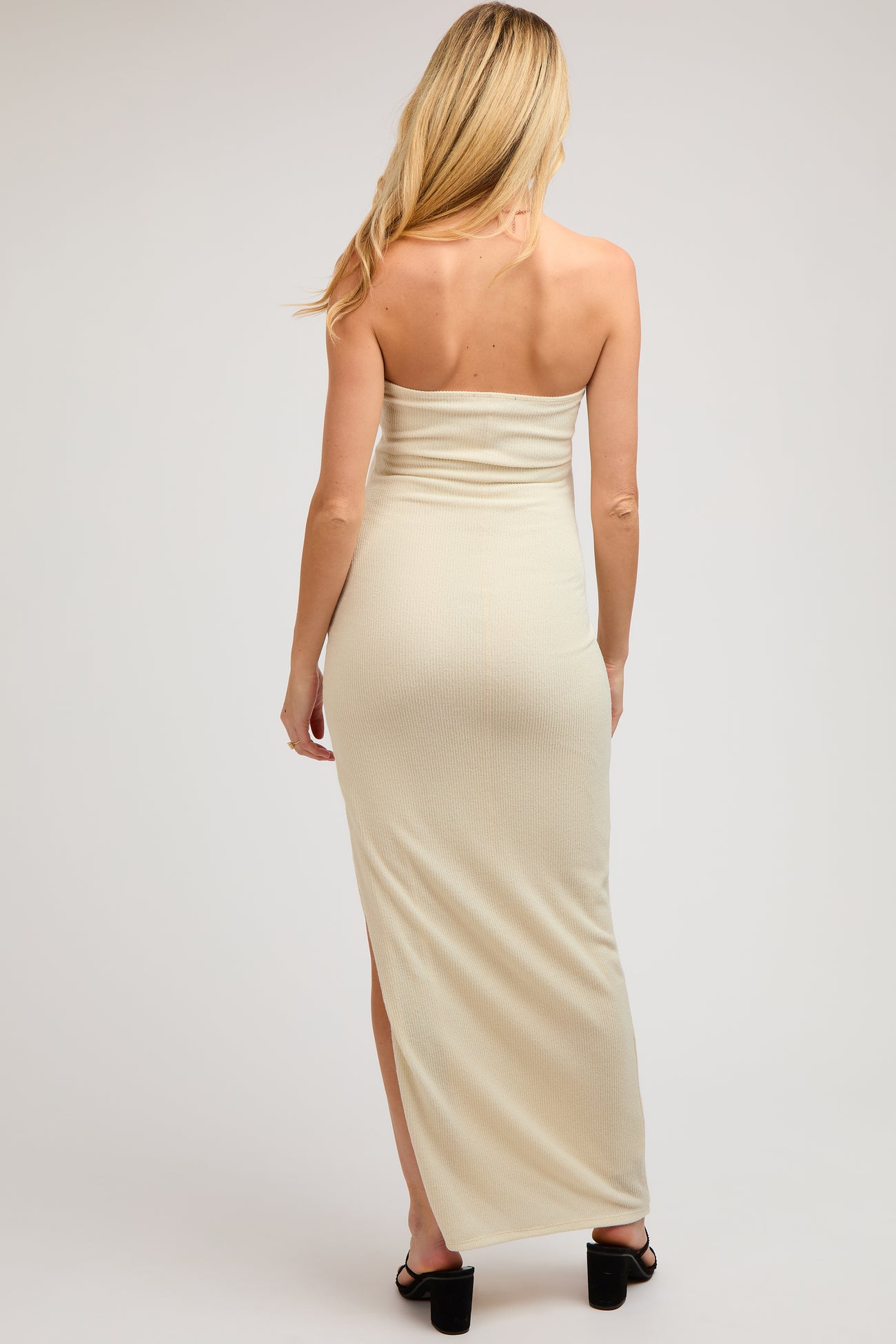 Ivory Knit Sleeveless Maternity Maxi Dress