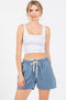 Blue Faded Wash Drawstring Shorts
