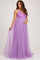 Purple Floral Applique Lace-Up Back Tulle Maternity Maxi Dress