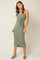 Sage Sleeveless Ribbed Waist Tie Wrapped Hem Dress