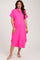Fuchsia Button Down Front Pocket Maternity Midi Dress