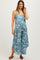 Blue Tropical Floral V-Neck Round Hem Maternity Jumpsuit