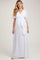 White Chiffon Wrap Front V-Neck Short Sleeve Pleated Maternity Maxi Dress