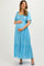 Blue Floral Button Front Maternity Midi Dress