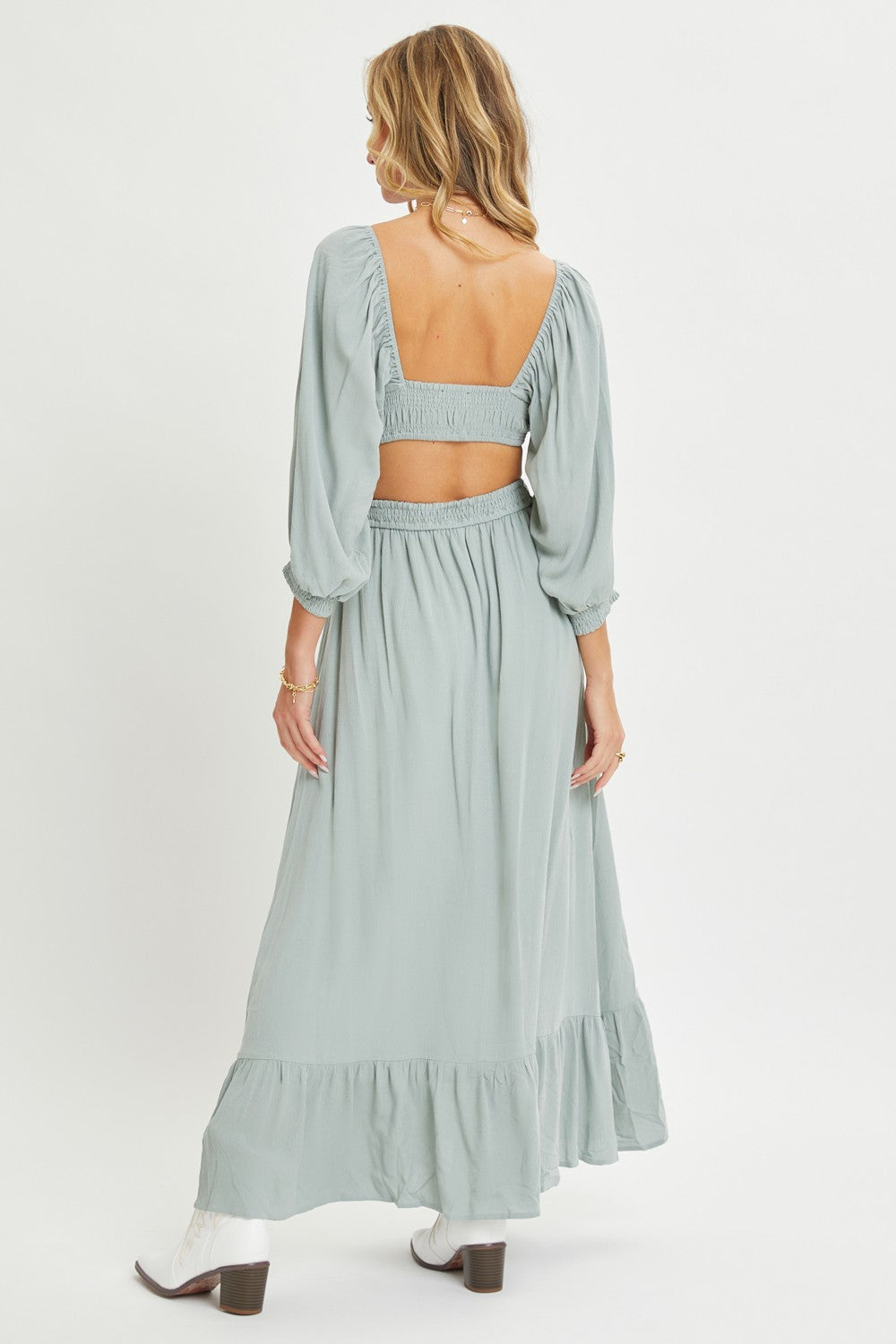 Light Olive Cutout Maxi Dress