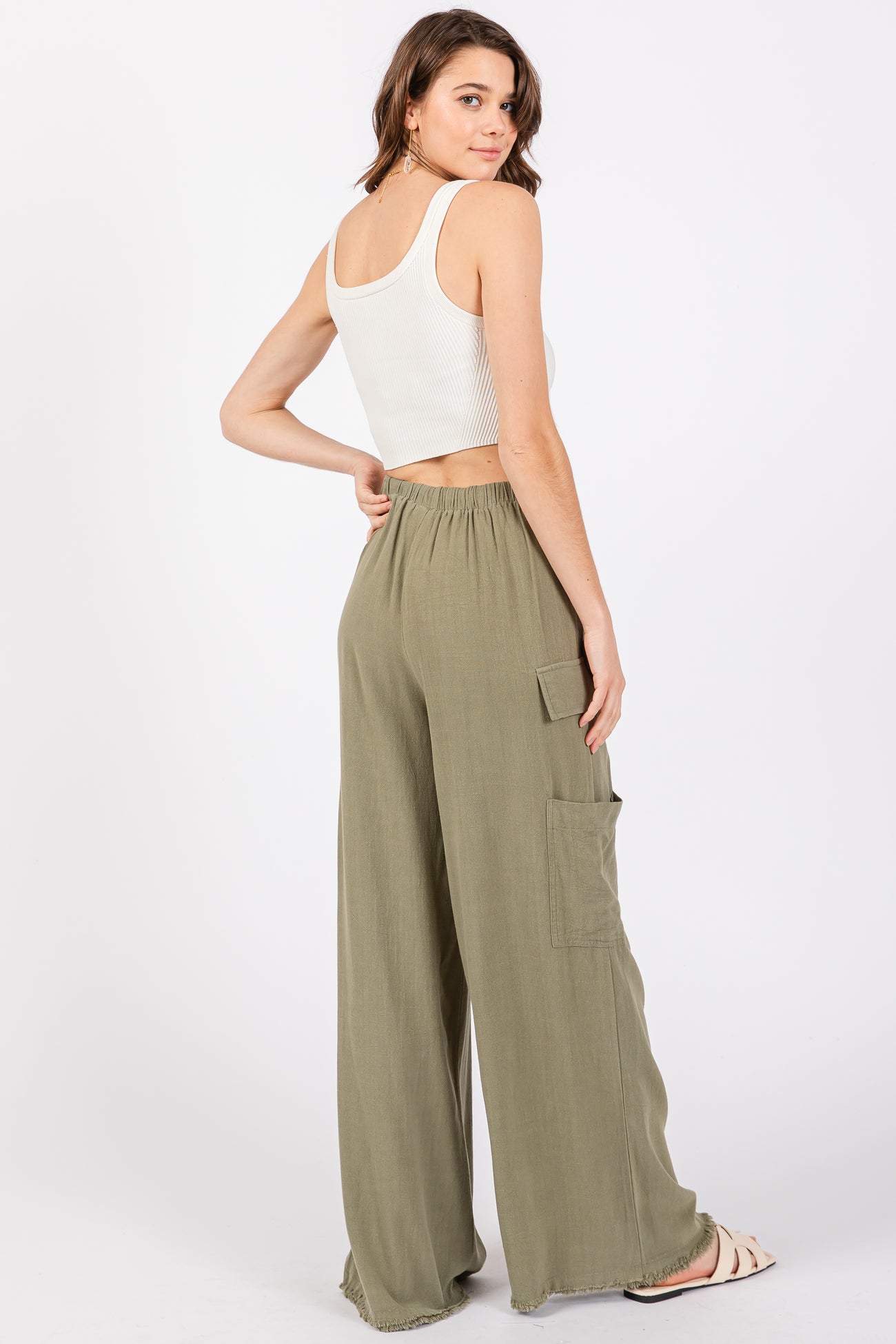 Olive Pocketed Drawstring Pants