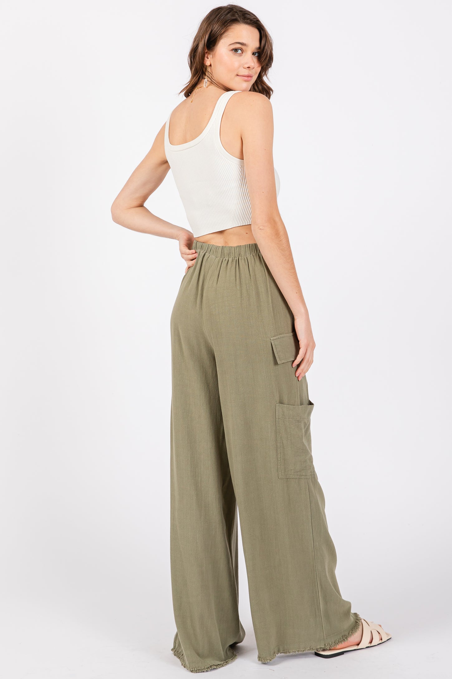 Olive Pocketed Drawstring Pants