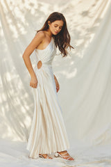 Pearl Asymmetrical Pleated Maxi Dress